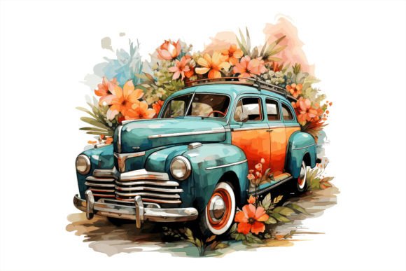 Download Watercolor Floral Car Design Vector. - Floral Collection