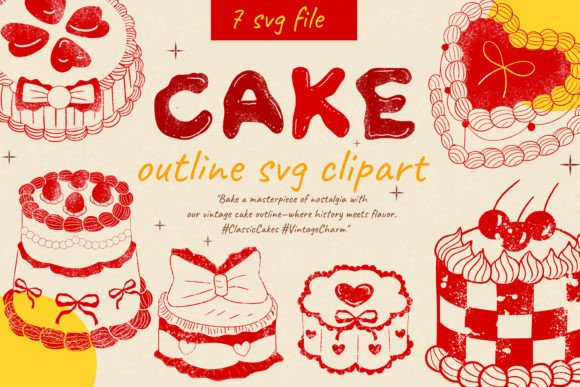 Download Coquette Cake Outline Clipart Bundle Svg - Art Collection