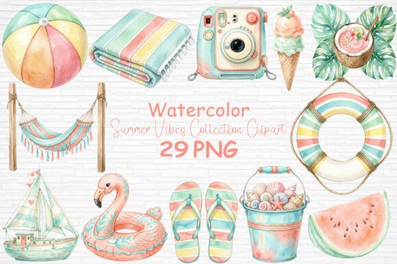 Download Watercolor Summer Vibes Clipart PNG - Art Collection