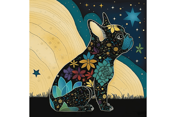 Download French Bulldog Wall Art Floral Drawing 1 - Art Collection