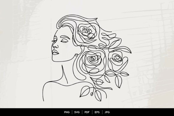 Download Rose Woman Line Art Portrait - Art Collection