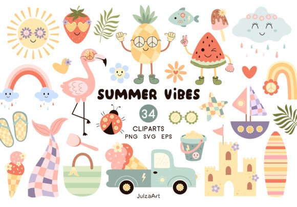Download Retro Summer Vibes Clipart, Summer Png - Art Collection