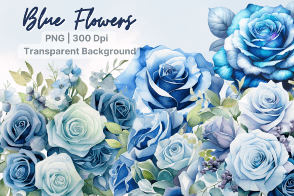 Download Blue Roses Clipart, Watercolor Flowers - Art Collection