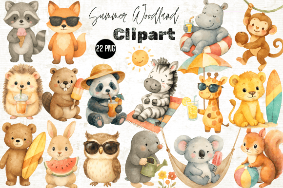Download Summer Woodland Animals Clipart Bundle - Art Collection