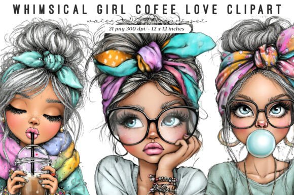 Download Whimsical Girls Cofee Love Clipart - Art Collection
