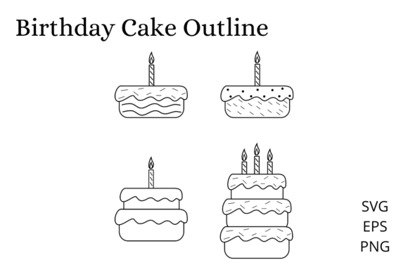 Download Birthday Cake Outline and Line Art - Art Collection