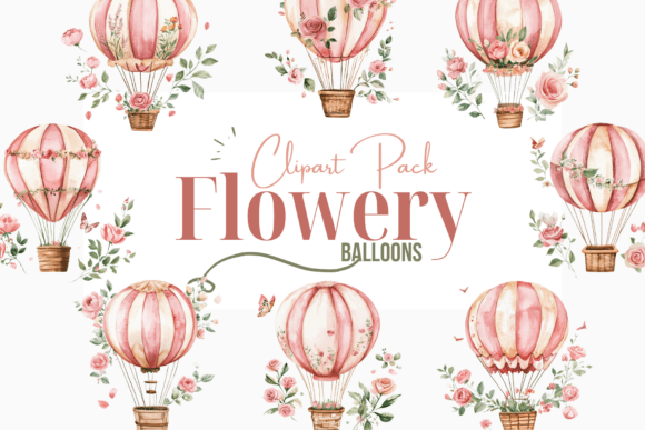 Download Chic Flowery Balloons Clipart Pack - Art Collection