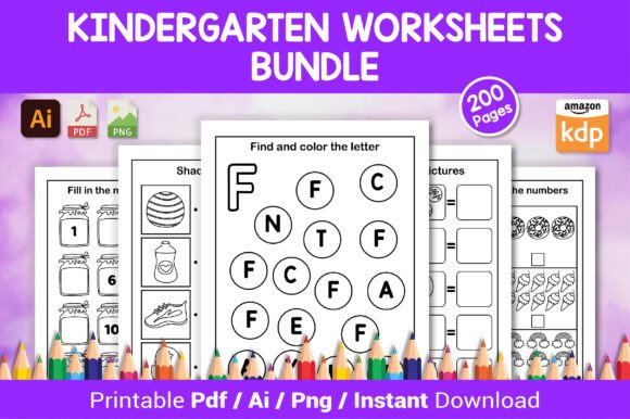 Download Kindergarten Worksheets Bundle - Art Collection