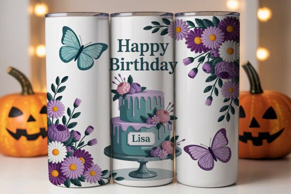 Download Floral Birthday Cake 20oz Tumbler Wrap - Floral Collection