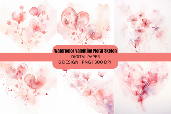 Download Watercolor Valentine Floral Sketch - Floral Collection