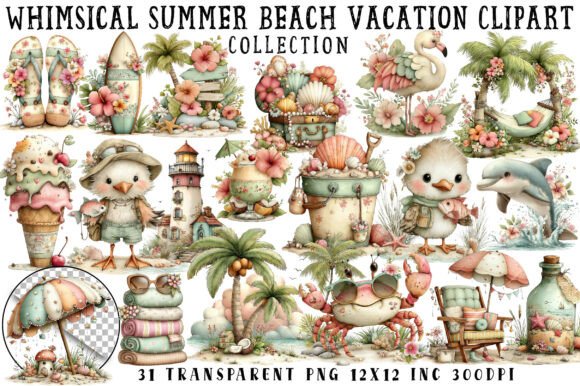 Download Whimsical Summer Beach Vacation Clipart - Art Collection