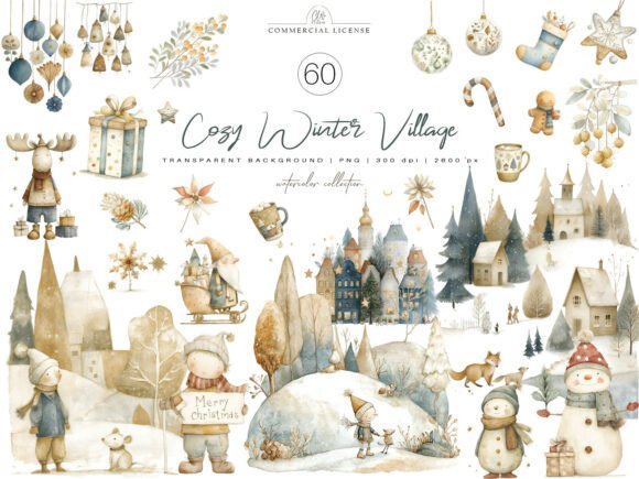 Download 60 PNG Cozy Winter Village Clipart - Art Collection