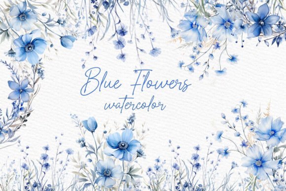 Download Dusty Blue Flowers Clipart Watercolor - Art Collection