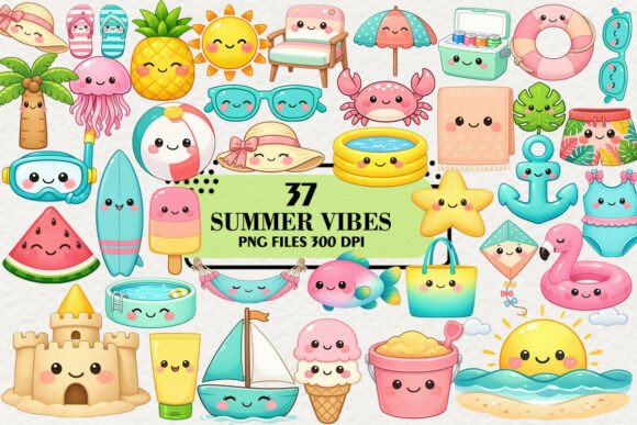 Download Kawaii Summer Vibes Clipart Bundle - Art Collection