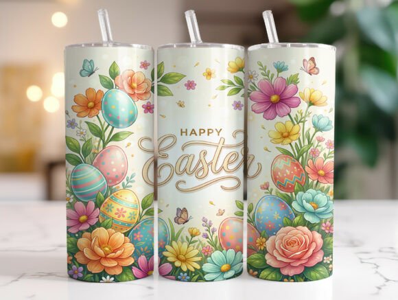 Download Happy Easter Floral Eggs 20oz Tumbler - Floral Collection