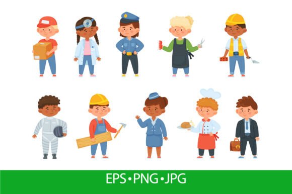 Download Cartoon Kids in Professional Uniform - Art Collection