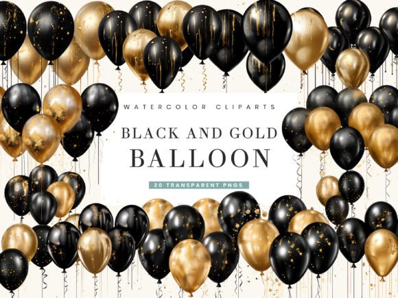 Download Black and Gold Balloon Clipart Bundle - Art Collection