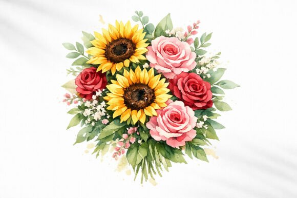 Download Sunflower Rose Bouquet PNG Clipart - Art Collection