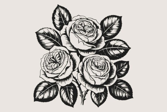 Download Vintage Black and White Rose Bouquet SVG - Rose bouquet Collection