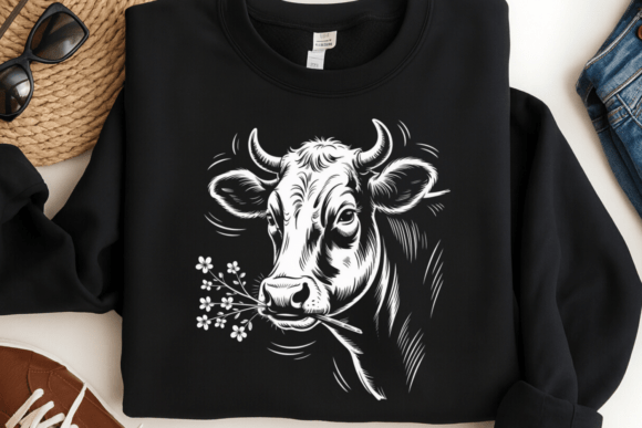 Download Farm Cow Floral Sketch PNG - Floral Collection