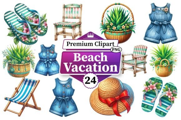 Download Beach Vacation Clipart Bundle PNG - Art Collection