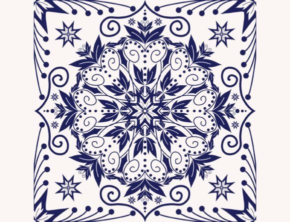 Download Ethnic Floral Drawing Blue-White Pattern - Floral Collection