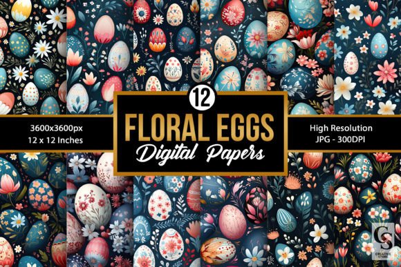 Download Cute Floral Eggs Digital Papers - Floral Collection