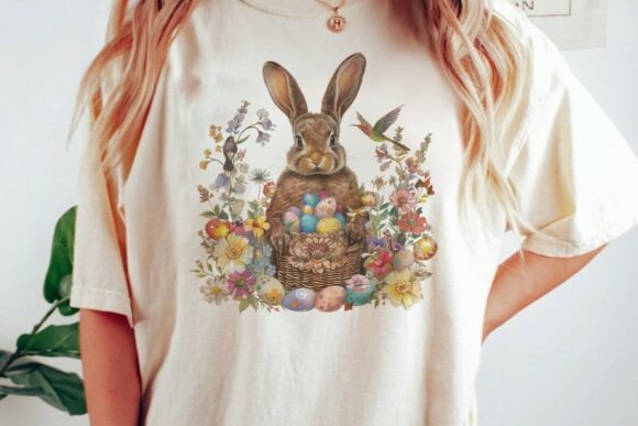Download Easter Bunny Floral Eggs Bird Hummin Png - Floral Collection