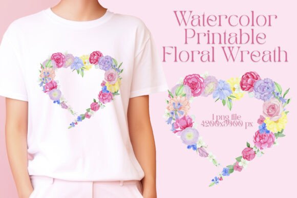 Download Printable Watercolor Floral Heart Frame - Art Collection