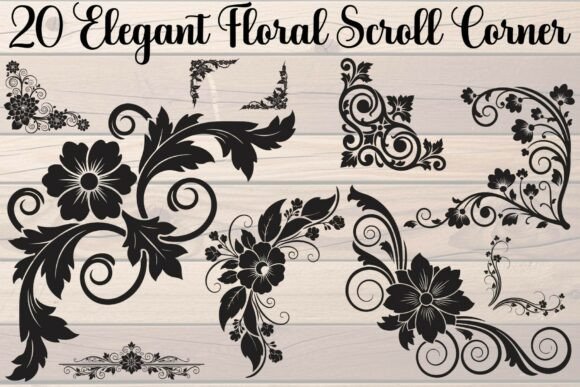 Download Elegant Floral Scroll Corner Bundle - Floral Collection