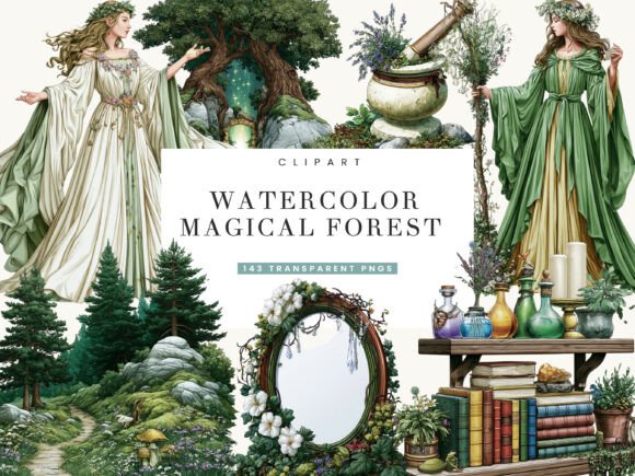 Download Watercolor Magical Forest Clipart - Art Collection