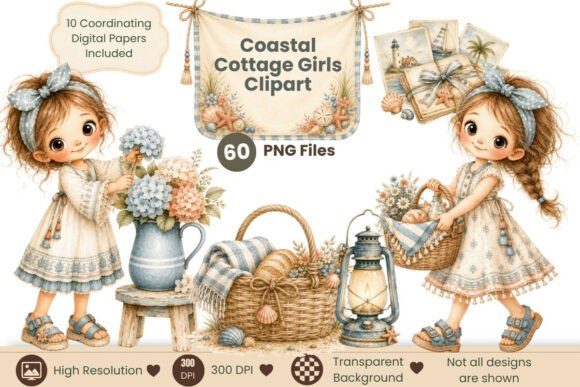 Download Coastal Cottage Girls Clipart - Art Collection