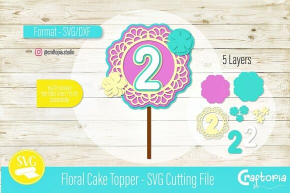 Download Floral Cake Topper – SVG Cutting File - Floral Collection