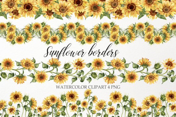 Download Sunflower Border Clipart. Watercolor PNG - Art Collection