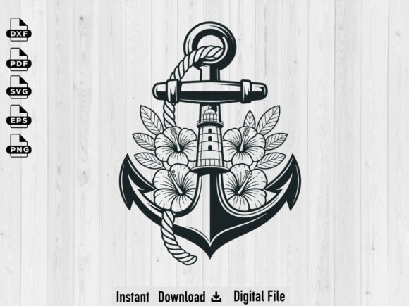 Download Floral Anchor SVG, Silhouette Cut Files - Floral Collection