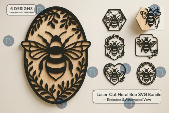 Download Laser-Cut Floral Bee SVG Bundle - Floral Collection