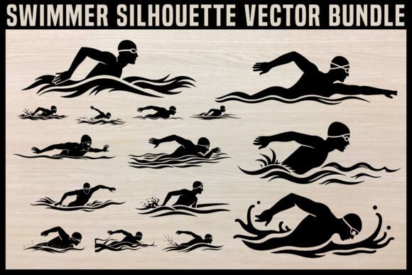 Download Swimmer Silhouette Vector Bundle | Swimming SVG Clipart - Art Collection