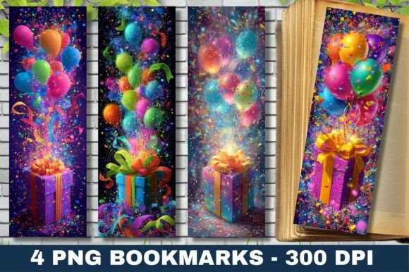 Download Floral Birthday Cake Balloons Bookmark - Floral Collection
