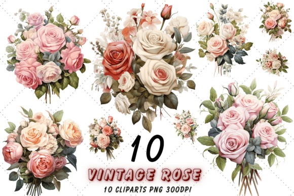Download Vintage Rose Bouquet Sublimation Clipart - Art Collection