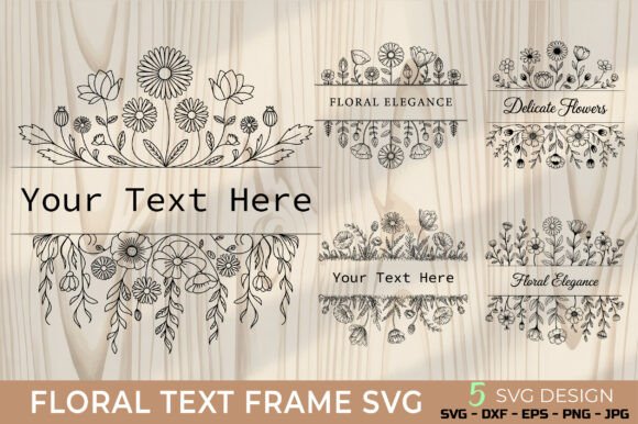 Download Floral Text Frame, Line Art SVG - Art Collection