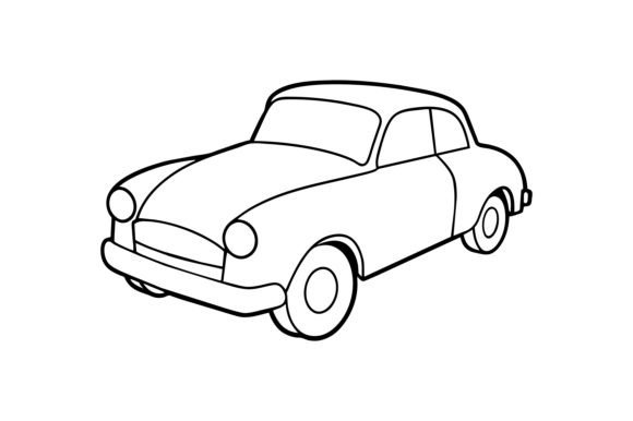 Download Retro Old Car Line Art Illustration - Art Collection
