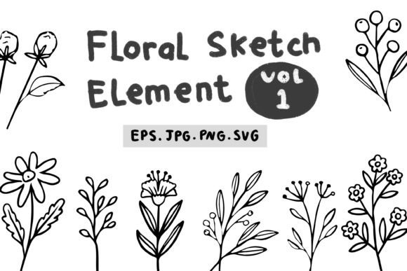 Download Floral Sketch Element Vol 01 - Floral Collection