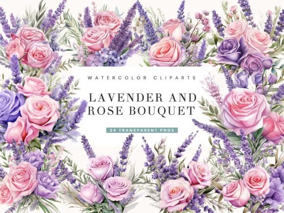 Download Lavender and Rose Bouquet Clipart Bundle - Premium Resources