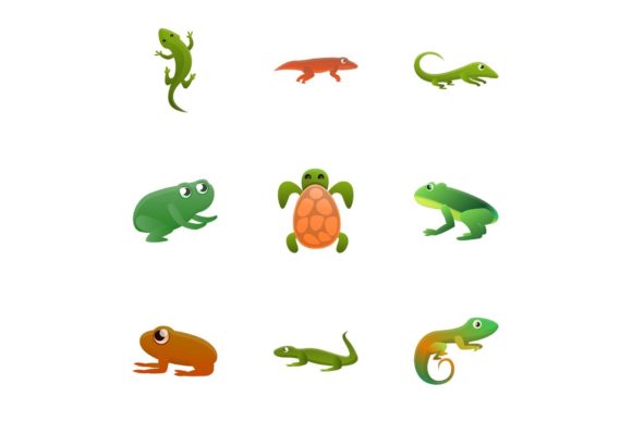 Download Tropical Reptile Icon Set, Cartoon Style - Art Collection