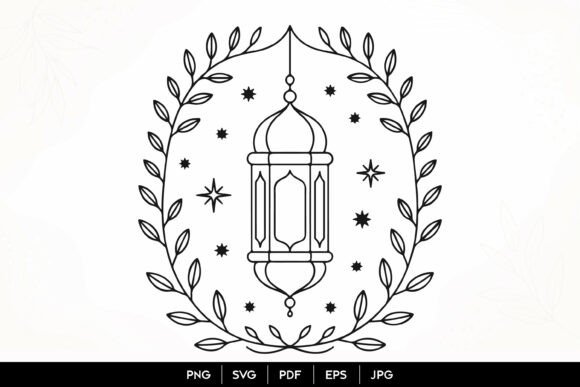 Download Islamic Lantern Floral Wreath SVG - Floral Collection