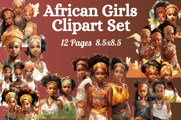 Download African Girls Clipart Set - Art Collection
