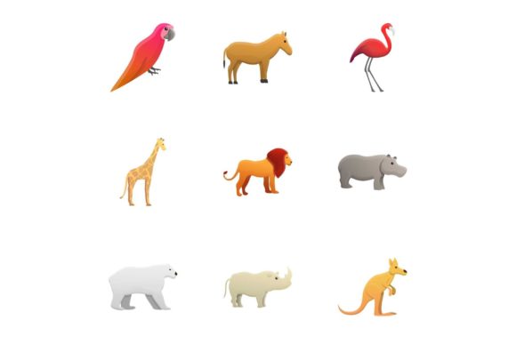 Download Tropical Animals Icon Set, Cartoon Style - Art Collection
