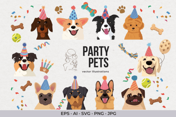 Download Dog Birthday Party Clipart Bundle - Art Collection