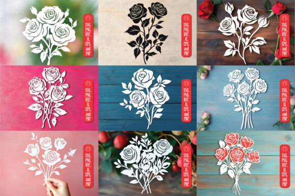 Download Cricut Rose Bouquet SVG Cut File Bundle - Rose bouquet Collection