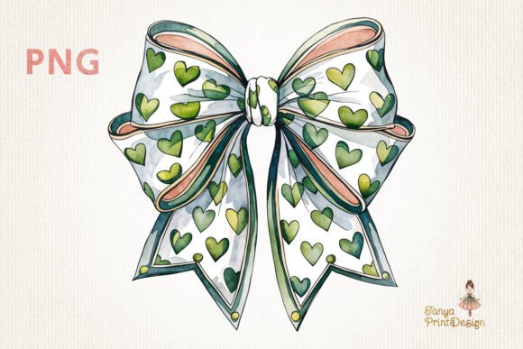Download Green Hearts Bow Sublimation Clipart PNG - Art Collection